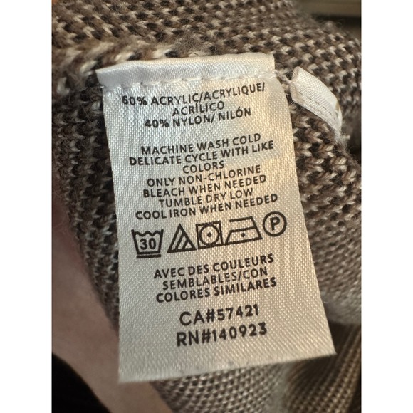 LOFT Plaid Button Front Cardigan Sweater Large Neutral Checkered (Fall 2021) - Picture 5 of 6